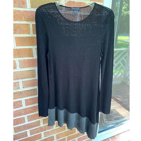Eileen Fisher Asymmetrical tunic  Top black gray - Picture 4 of 9